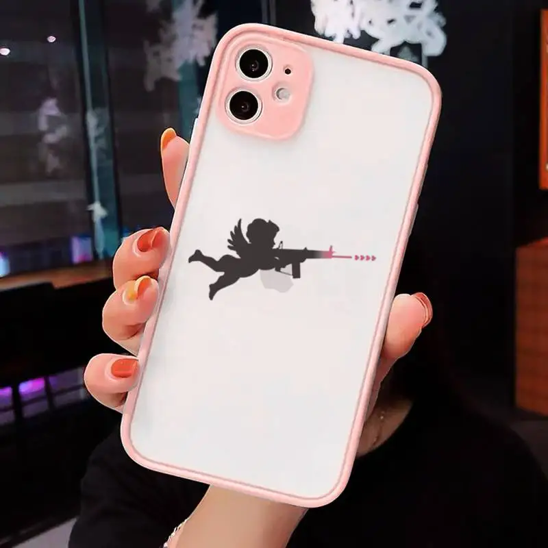 

Angel with gun funny cute Phone Case Matte Transparent for iPhone 7 8 11 12 s mini pro X XS XR MAX Plus cover funda