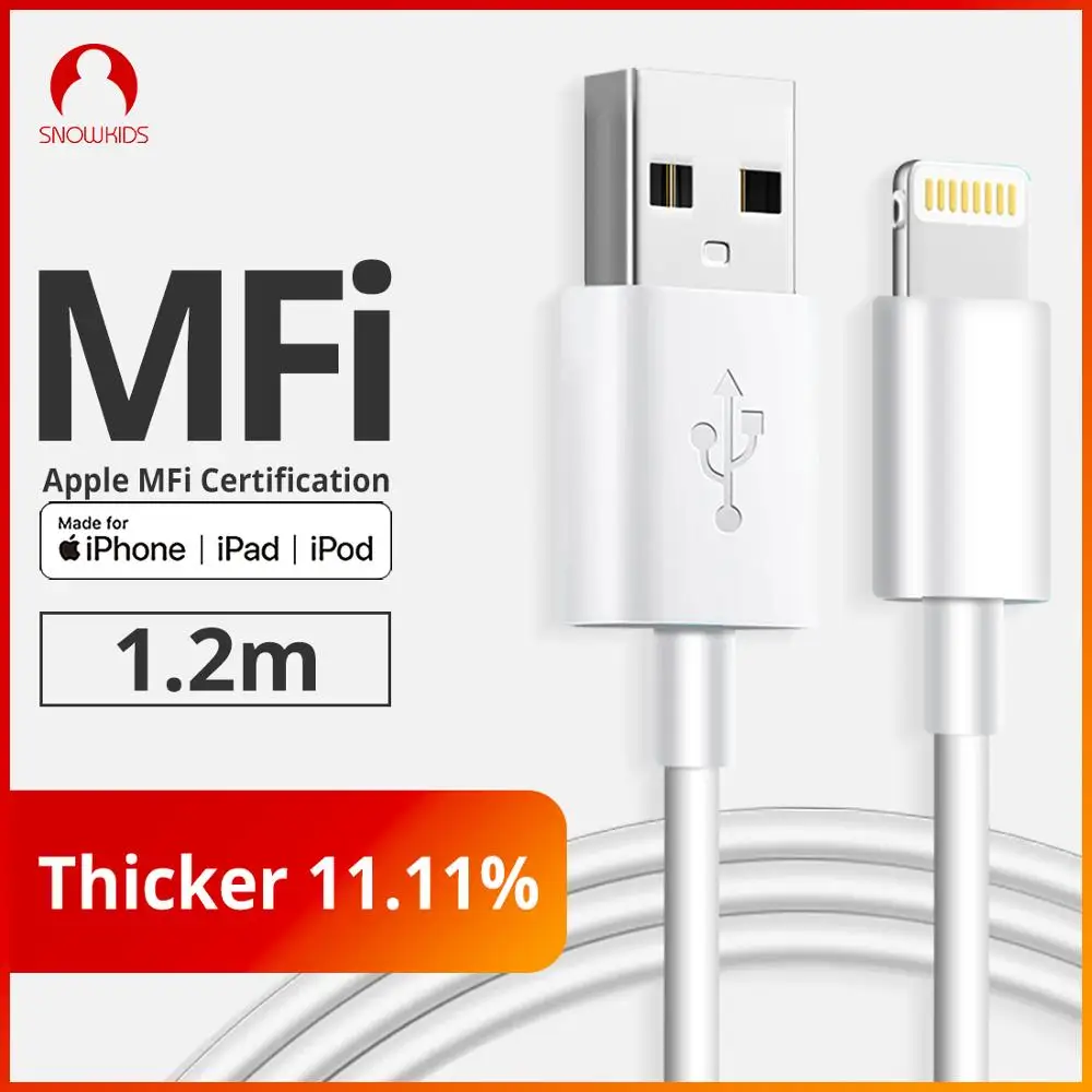 Snowkids для MFi Lightning Кабель USB 2 шт./лот для iPhone 11 X XR XsMax 8 7 6 5 зарядное устройство iOS13 Синхронизация данных Подарочная защита