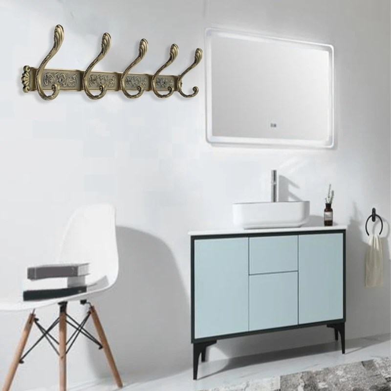 

Retro 5 Hook Wall Hook, Metal Bronze Antique Storage Rack Hat Clothes Hooks, for Hanging Coat Hanger Home Organizer