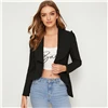SHEIN сплошной водопад шеи асимметричный подол элегантный блейзер для женщин осень с пышными рукавами тонкий приталенный офисные женские куртки-блейзеры