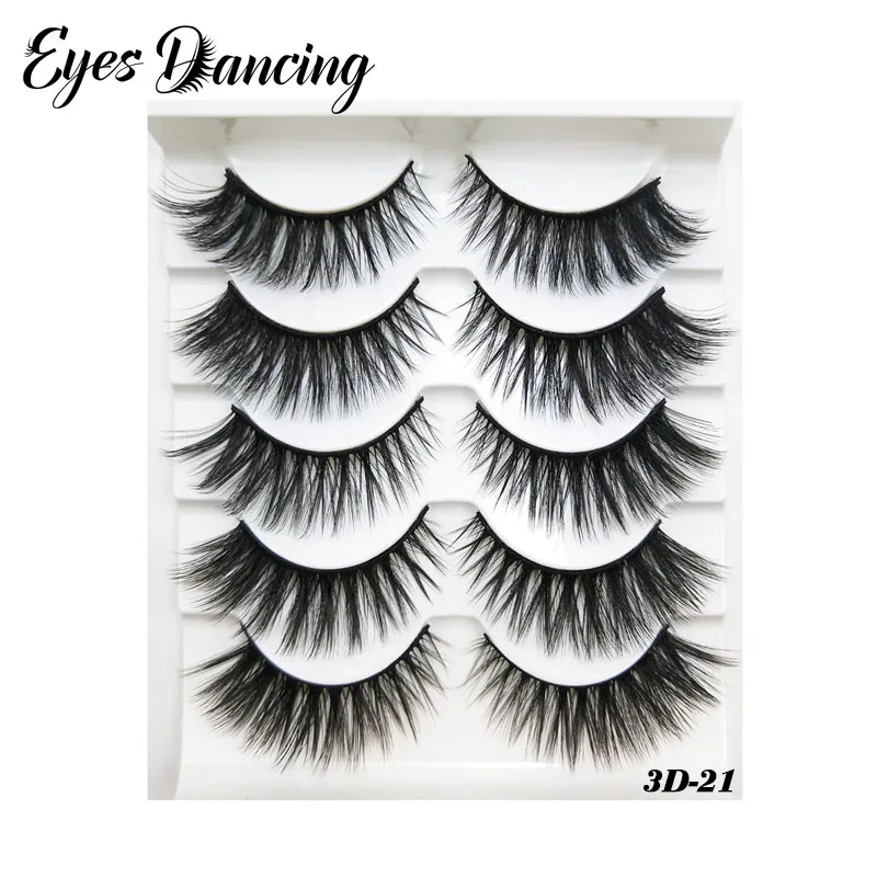 Глаза Танцы партия из 5 пар 3D искусственная норковые ресницы натуральные длинные