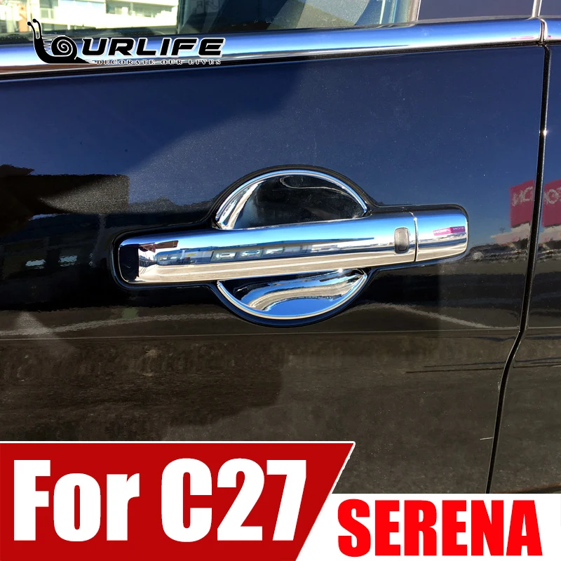 

ABS Chromed Door Handle Bowl Cover Cup Trim Car Molding Garnish Accessories For NISSAN SERENA C25 C26 C27 2005-2018 2019 2020
