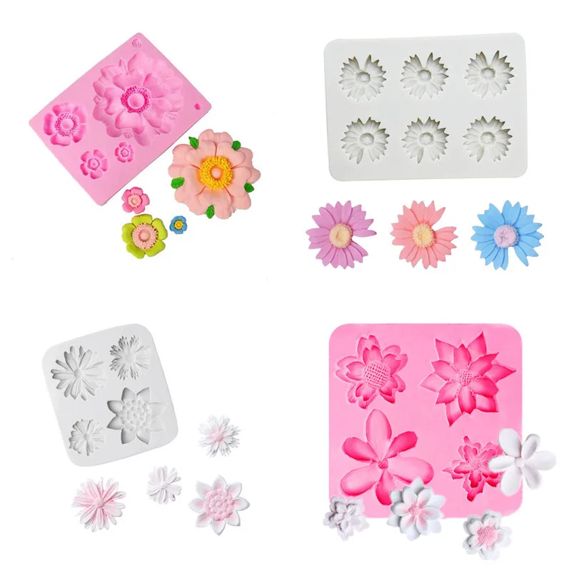 

Three Style Daisy Flower Chocolate Mold Fondant Cake Silicone Molds DIY Cake Baking Tools Kitchen Accessories