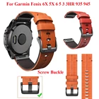 Ремешок из натуральной кожи для часов Fenix 6X Pro 5X Plus 3 HR спуск Mk1, спортивный быстросъемный браслет для Fenix 6 5, 26 22 мм