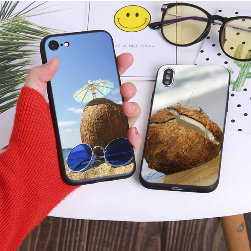 Fruit Coconut Cover for iPhone X XS MAX XR 7 8 6 6S plus 5S SE Clear Soft Silicone Phone Case |