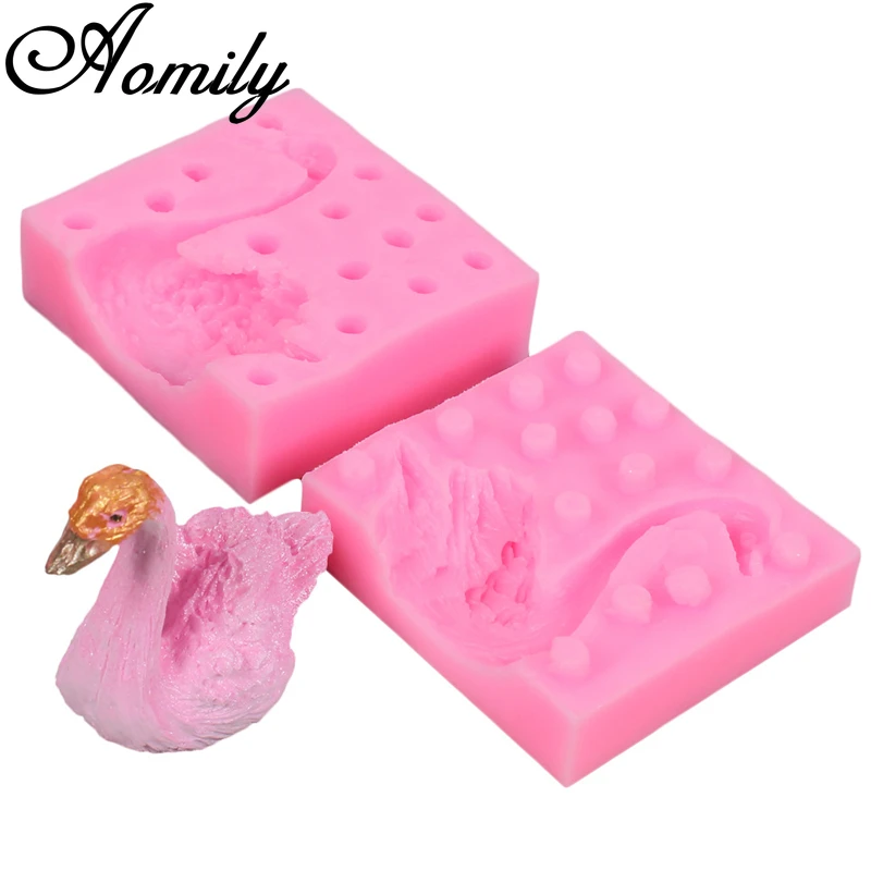 Aomily 3D Swan Shaped Cake Molds Fondant Jelly Sugar Craft Chocolate Decorating Tools Ice Cube Baking Silicon Mould | Дом и сад
