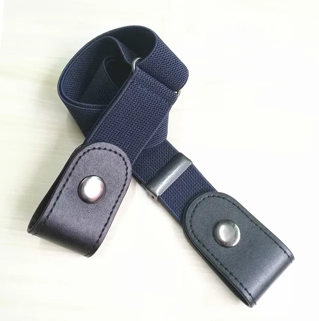 blue and black -b Без пряжки, эластичный пояс для джинсовых брюк, платья без пряжки, эластичные пояса для талии, подходят для модных женщин, мужчин и девочек, пряжка из сплава - Цвет: blue and black -b