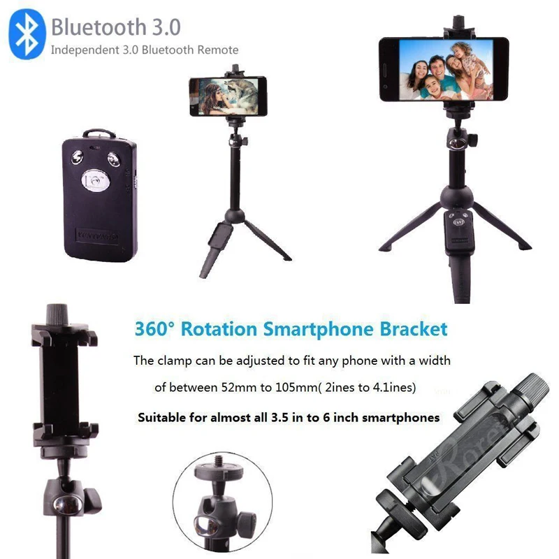Roreta Портативный беспроводной Bluetooth селфи палка ручной монопод складной штатив с Bluetooth дистанционное управление Зарядка через usb