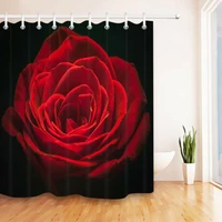 rose shower curtain for bathroom decor red floral fabric bathroom curtains set with hooks romantic decorative flowers pattern