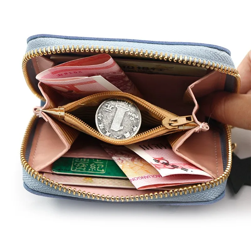 

Women Fashion Short Wallet Flower Pattern Wild Leather Coin Purses Tassels Zipper Girls Designer simple square Cards Holder