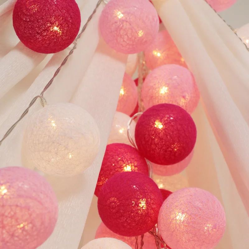 Гирлянда с хлопковыми шариками Рождественское украшение для дома уличный