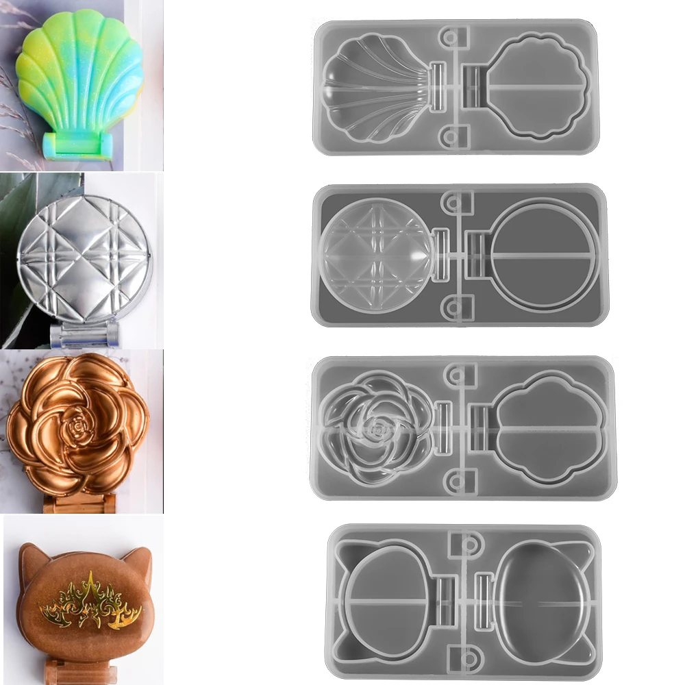 

Зеркало для макияжа украшенное кристаллами эпоксидная смола, форма, складной зеркальный корпус, кошачий бриллиант, роза, складное зеркало д...