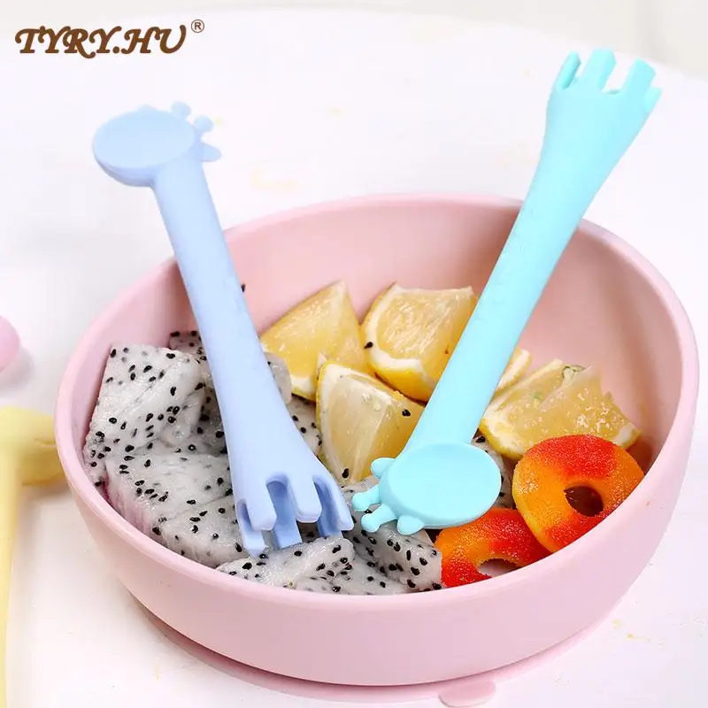 

1PC Giraffe Spoon Teether for DIY Baby Teething Necklace Food Grade Silicone Beads Training Spoon Toy Pendant Gift