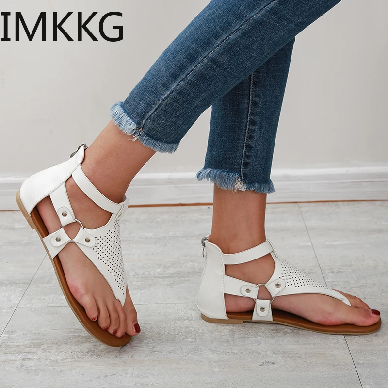 Женские босоножки Сандалии из искусственной кожи на плоской подошве Летняя