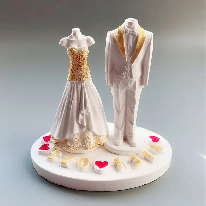 Свадебное платье невесты силиконовые формы для свеч костюм платье DIY штукатурка глиняная форма для свадебных подарков восковые формы для свечей