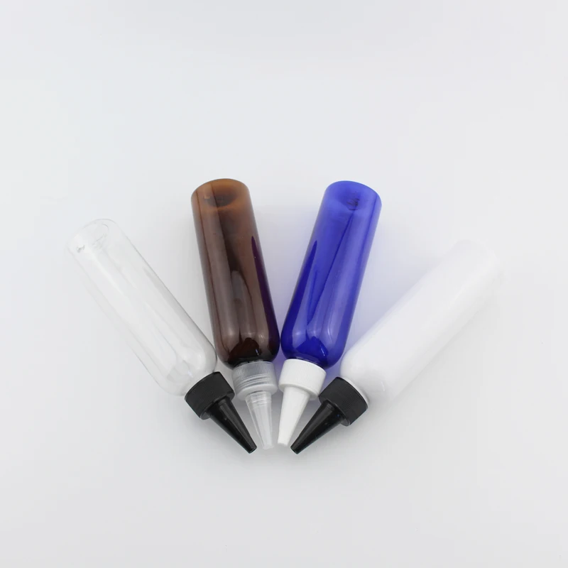 

150ml 12Pcs High Quality Wholesale Plastic Pointed Mouth Lids Bottle White Clear Black Cap PET Container For E-jam Food Flavour