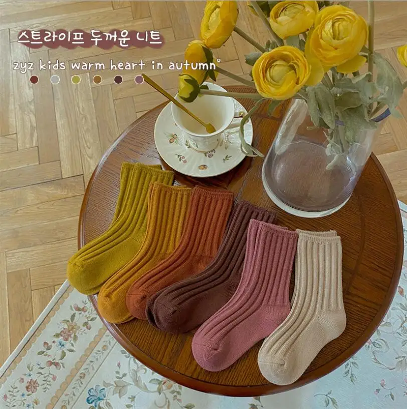 Носки вязаные детские из теплые носки до лодыжки хлопка ярких цветов | Детская