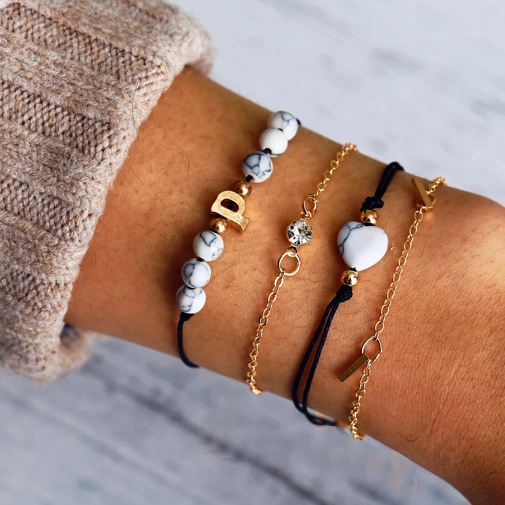 Золото Цвет P надписью слова сердце детские бусы браслеты из нержавеющей стали