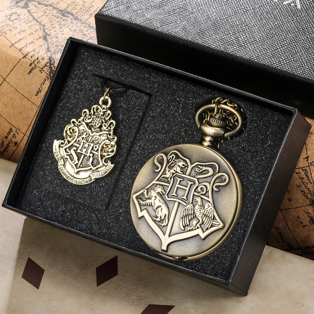 Bronze Vintage Pocket Watch Men Quartz Numerals Pocket Watches Ladies Retro Pendant Necklace Practical Gift Set Box to Friends