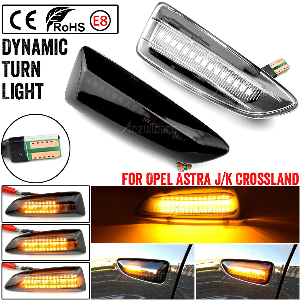 

2PCS Led Dynamic Side Marker Turn Signal Light Sequential Blinker For Opel Astra J Astra J K Zafira C Insignia B Grandland X