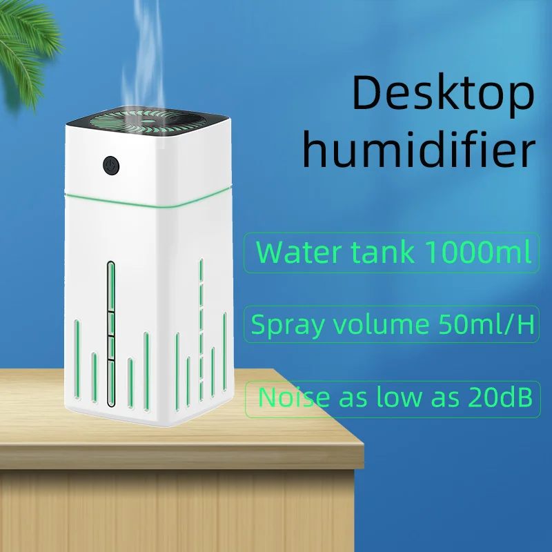

USB Air Humidifier, Desktop Portable Car Humidifier for Home Bedroom, Small Humidifier with Colorful Lights, 2 Atomization Modes