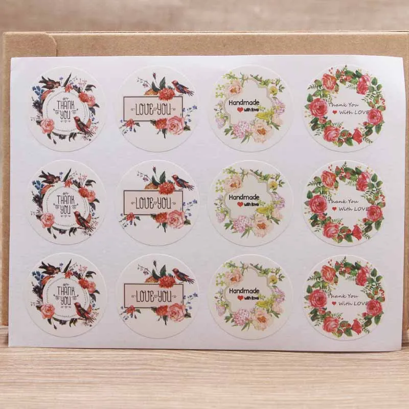 200 шт./лот новый дизайн 3 см цветочный узор благодарим вас наклейки рождественские