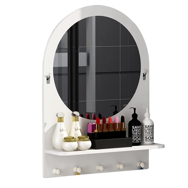 

Bathroom Mirror Wall-free Small Household Toilet Makeup Mirror with Frame Wall-mounted