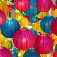 5pc round paper lantern diy colorful paper lanterns for wedding birthday party decoration chinese new year decor festive lampion