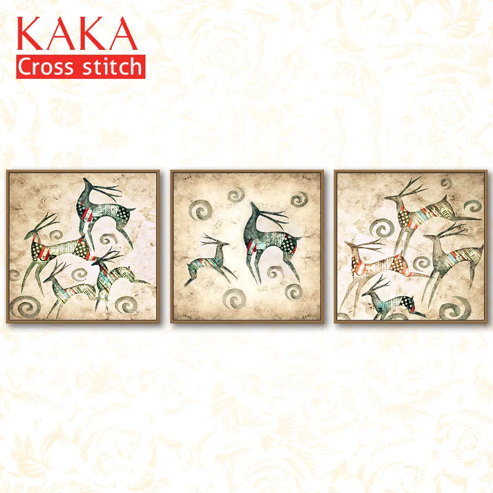 

Cross stitch kits,Embroidery needlework sets with printed pattern,11CT-canvas for Home Decor Painting,Animals Full NCKA089