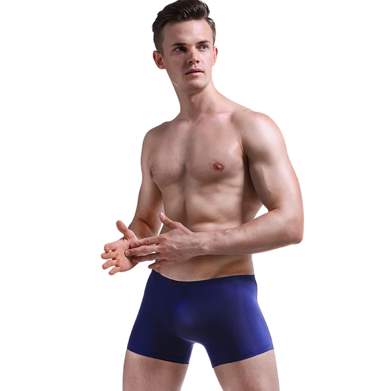 Мужские брендовые шорты-боксеры, сексуальное нижнее белье, ice silk Cueca Masculina Hombre Slips Ropa Interior, домашнее нижнее белье, мужские боксеры с мешочком для пениса