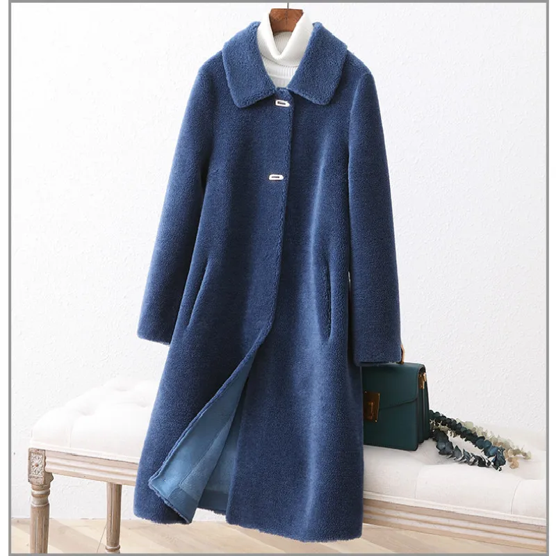 

New Real Fur Coat Women Long Warm Fashion Woman Parkas Wool Jacket Sheep Shearing Coats Abrigos Mujer Invierno 2020 WPY1980
