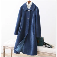 new real fur coat women long warm fashion woman parkas wool jacket sheep shearing coats abrigos mujer invierno 2020 wpy1980