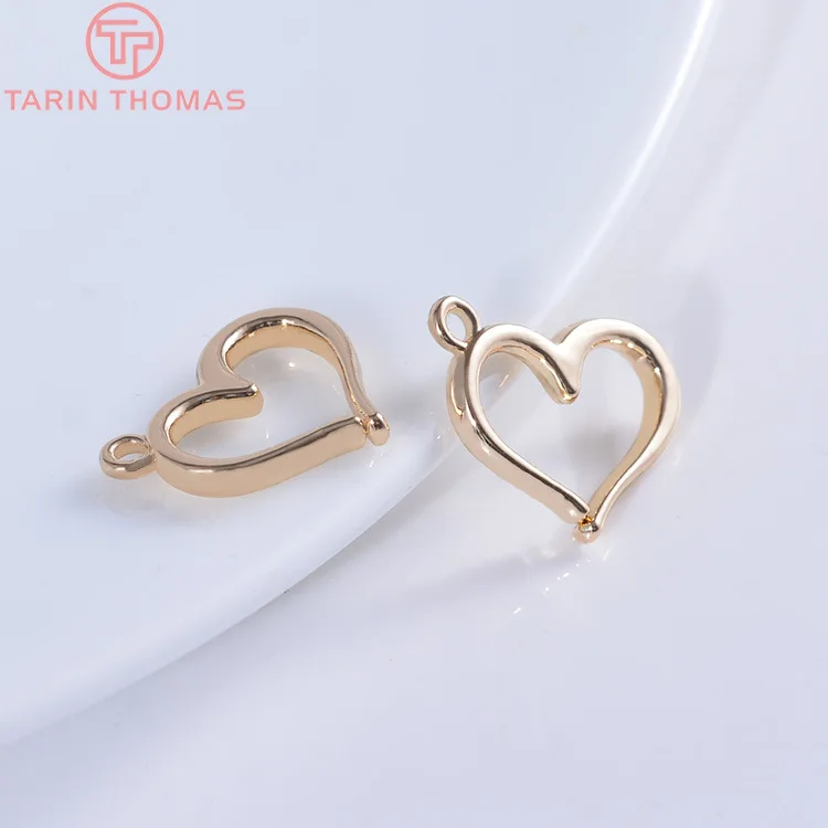 

(804)10PCS 15.5x12.5MM 24K Champagne Gold Color Plated Brass Hearts Charms Pendants High Quality Diy Jewelry Accessories