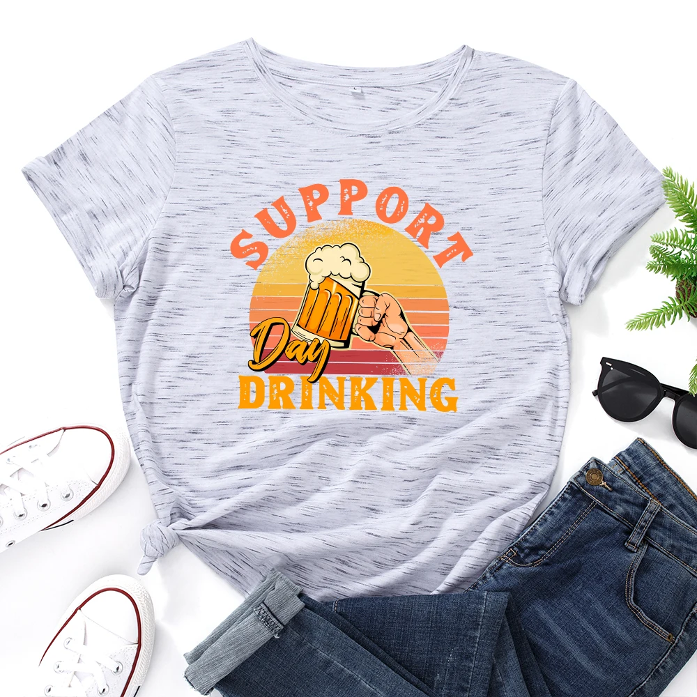 

Women's Graphic Tees Cotton Short Sleeve Crew Neck Loose T Shirt Plus Size Tops Female Summer Casual Clothes Day Drinking Shirt