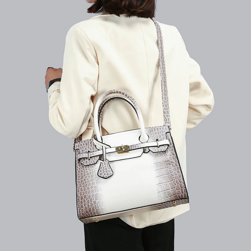 

Fashion Crocodile Pattern Messenger Bag Womens High Capacity Shoulder Bags 2021 New High Quality Pu Leather Women Travel Handbag