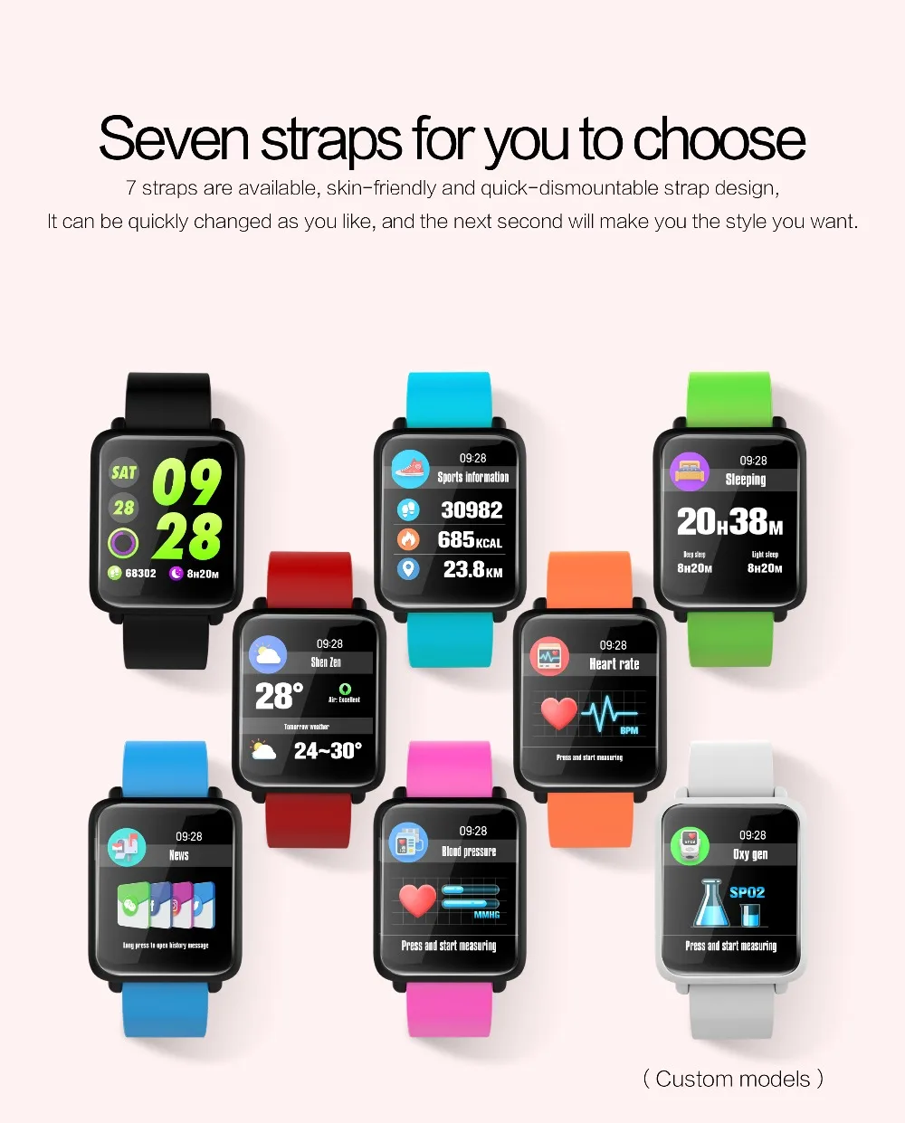 M28 Смарт-часы фитнес-браслет кровяное давление кислородный монитор шагомер для