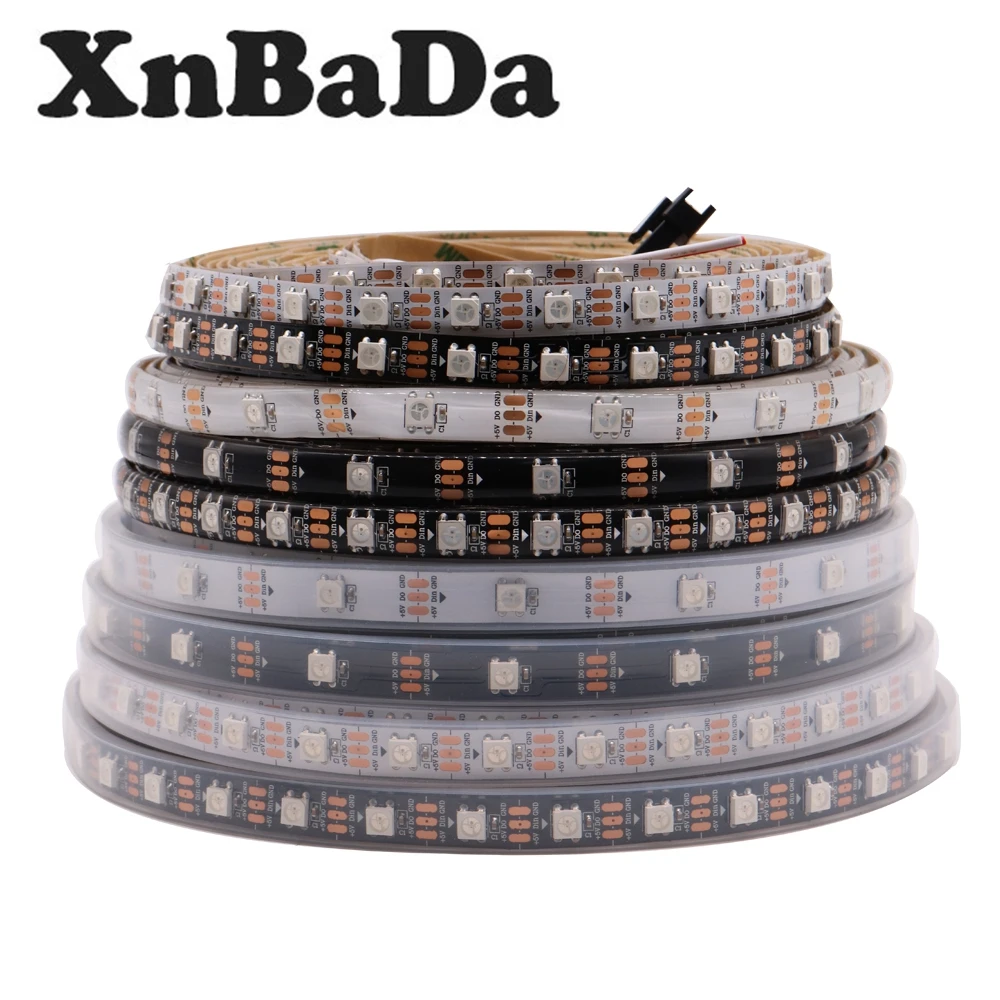 Светодиодная лента WS2812B 30/60/74/96/144 светодиодов/м WS2812 черная/белая печатная плата