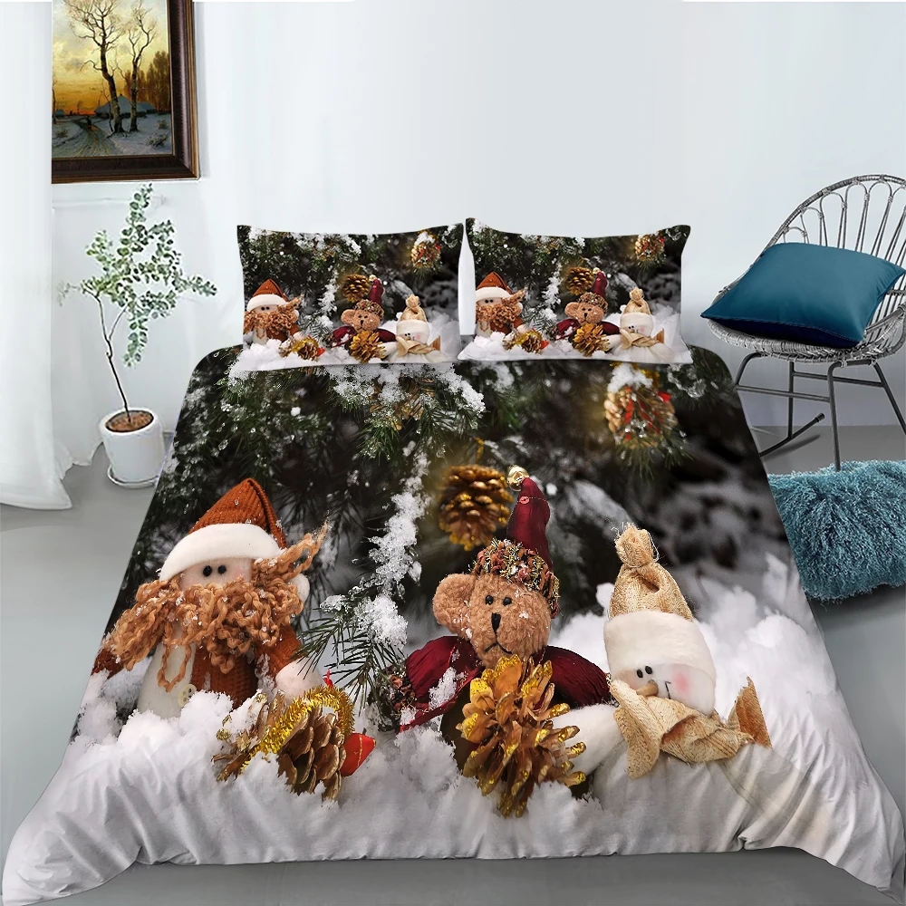 

Christmas Duvet Cover Set Twin Full Queen King Size Bed Linen 2-3pcs Bedding Set No Sheet XF1036-18