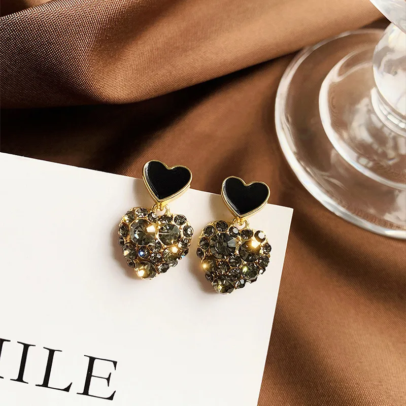 Crystal Heart Shaped Square Shiny Rhinestones Drop Earrings For Women Girls Party Gift Trendy Wedding Dangle Jewelry |