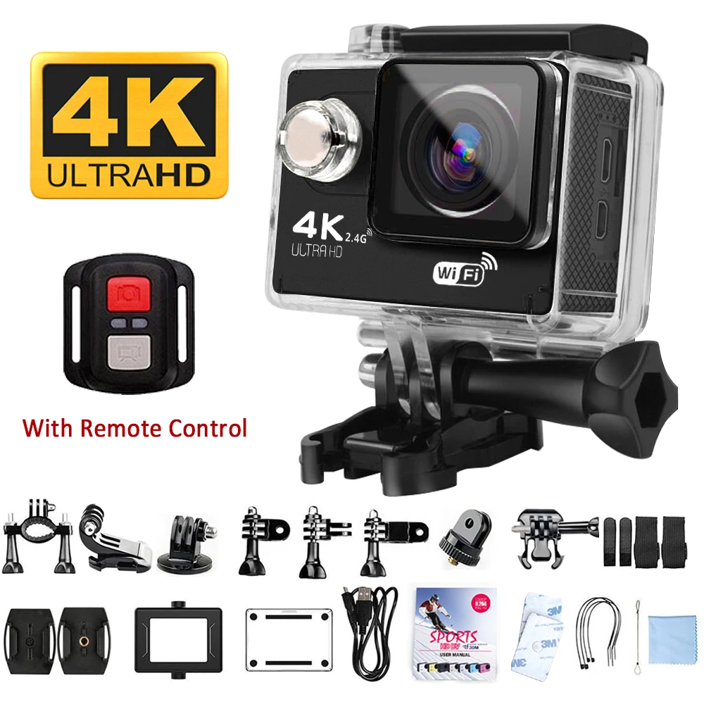 4K WIFI Экшн камера для дайвинга 30 м Водонепроницаемая 2.0In LCD Ultra HD 170 градусов с