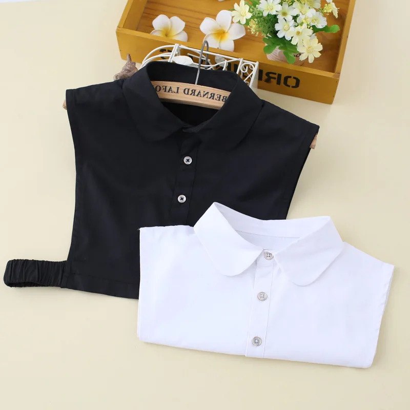 2021 хлопковая парчовая Черный и белый воротник рубашки для женщин съемный