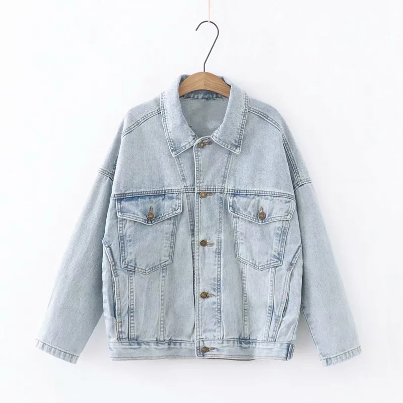 

Женская джинсовая куртка-бомбер с отложным воротником, в винтажном стиле