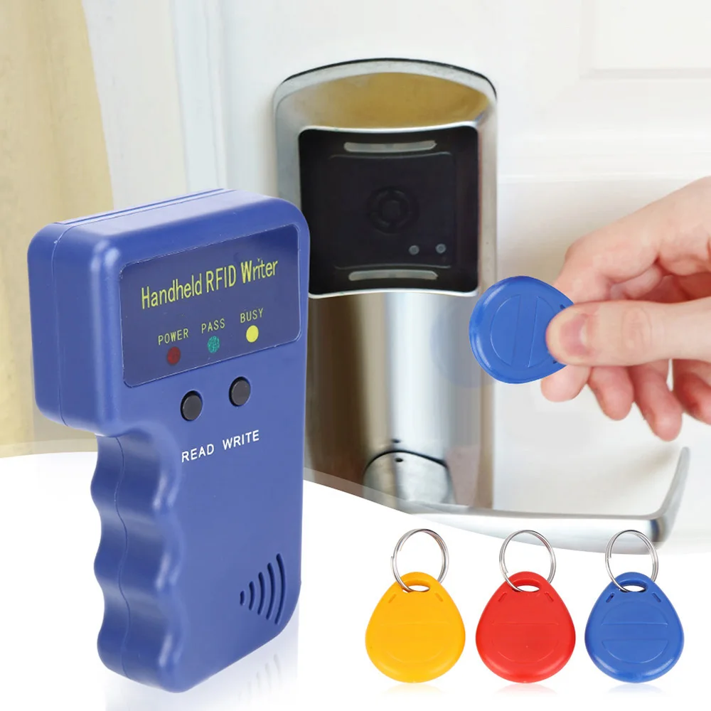 

125KHz EM4100 RFID Copier Writer Duplicator Programmer Reader + T5577 EM4305 Rewritable ID Keyfobs Tags Cloner Card 5200 Handhel