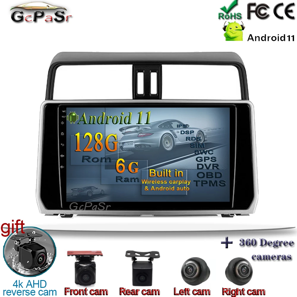 Android 11 для Toyota Land Cruiser Prado 150 2017-2018 автомобильное радио мультимедийный плеер