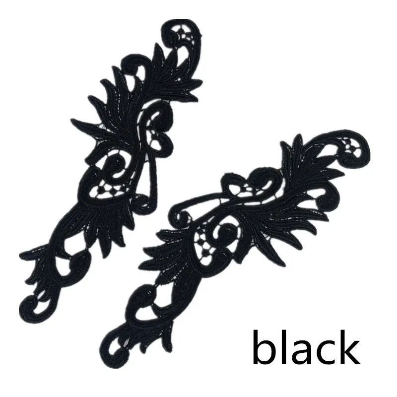 black Zsbszc 5 пар Флуоресцентный цвет цветок кружево аппликация патч Танго костюмы для латинских танцев балетные костюмы платье Декор шитье ремесла DA004 - Цвет: black