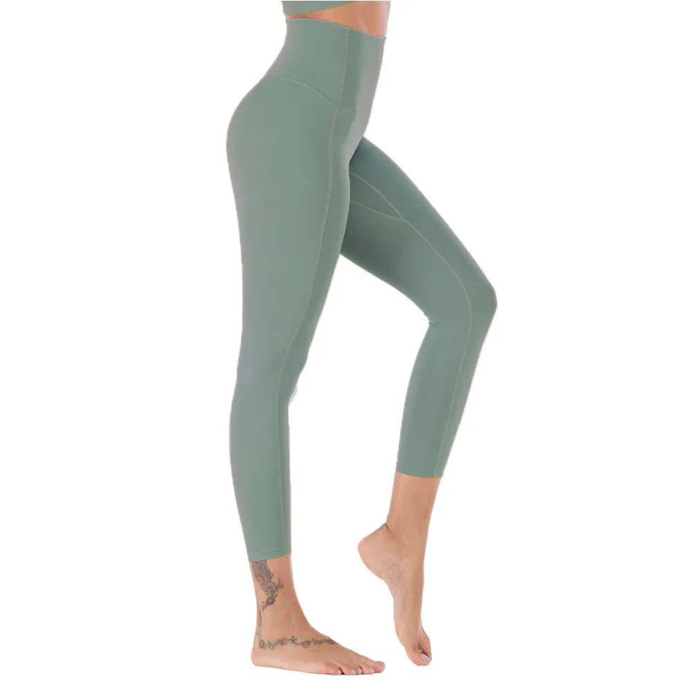

High Waist Yoga Pants Legins For Women Naked-Feels Woman Yoga Leggings Green Anti-sweat legins Fitness Skin Gym Leggings Femme