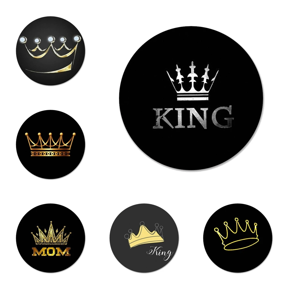 Мультяшная корона король и королева значок для одежды рюкзака декоративный