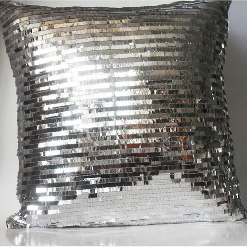 silver Серебряный Блестящий красный свадебный чехол для подушки/винно-красный чехол для подушки подарок на день рождения/Шикарный чехол для подушки для дивана - Цвет: silver