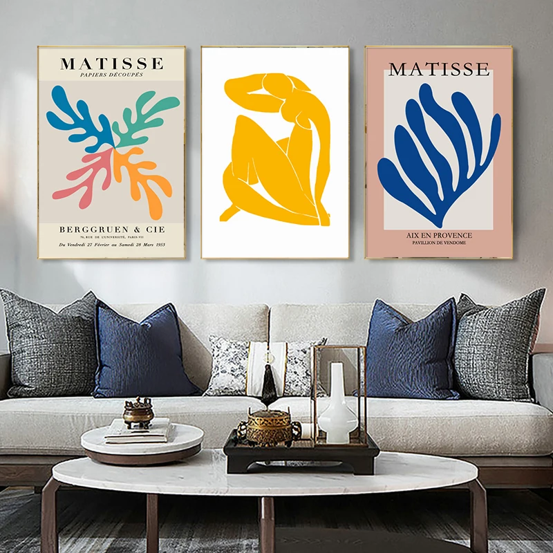 

Abstract Art Cutout Henri Matisse Female Body Leaf Poster and Print Canvas Painting Wall Art Picture for Living Room Home Decor