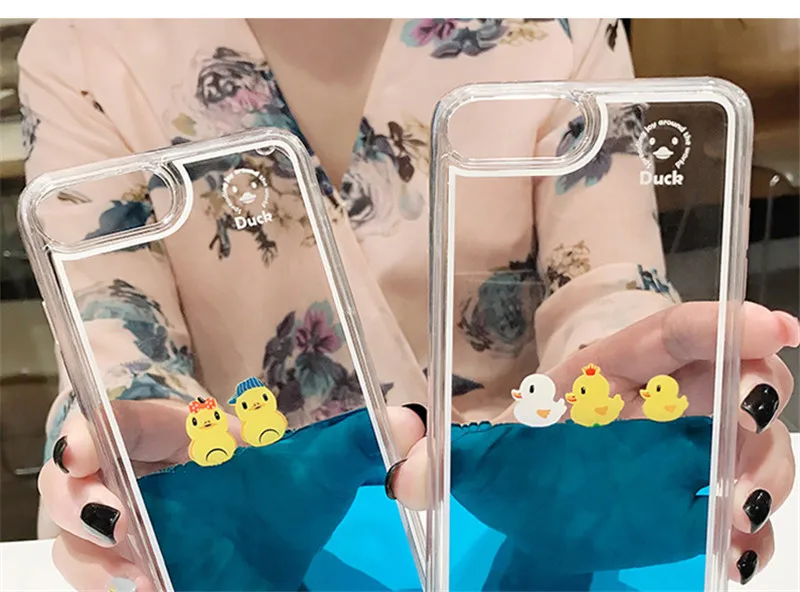 Роскошный чехол для Apple iPhone 5 5S SE 6 6S 7 8 Plus X XR XS MAX 11pro max мультяшный 3D плавательная утка динамический жидкий зыбучий песок